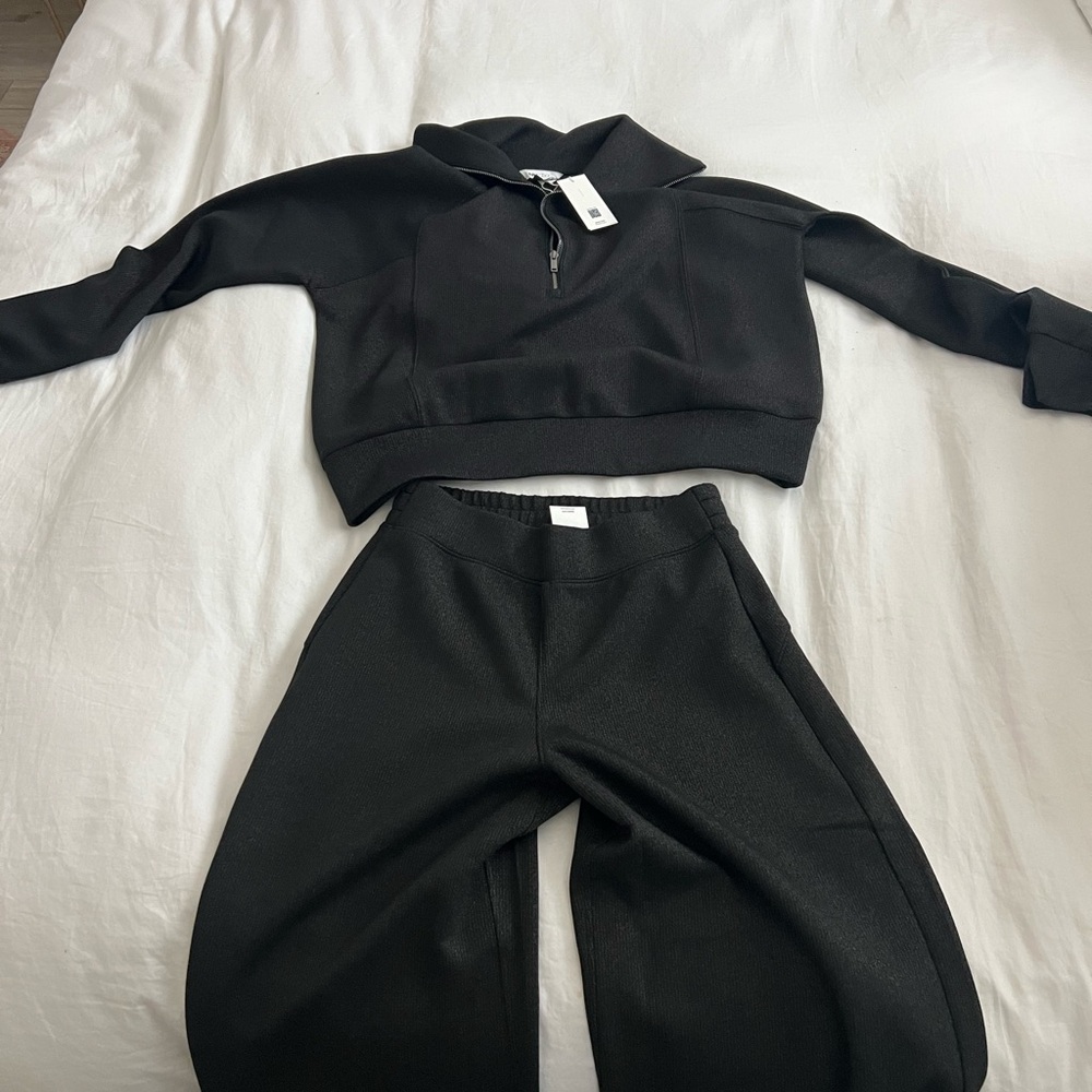 SPANX Black Textured Zip-Up Jacket